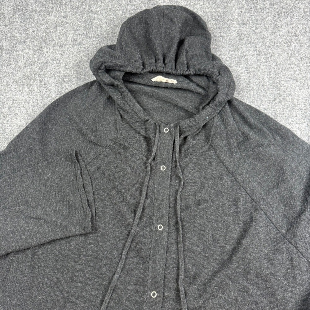 Eileen Fisher Hoodie Women Small Charcoal Grey Organic Cotton Snap Cardigan
